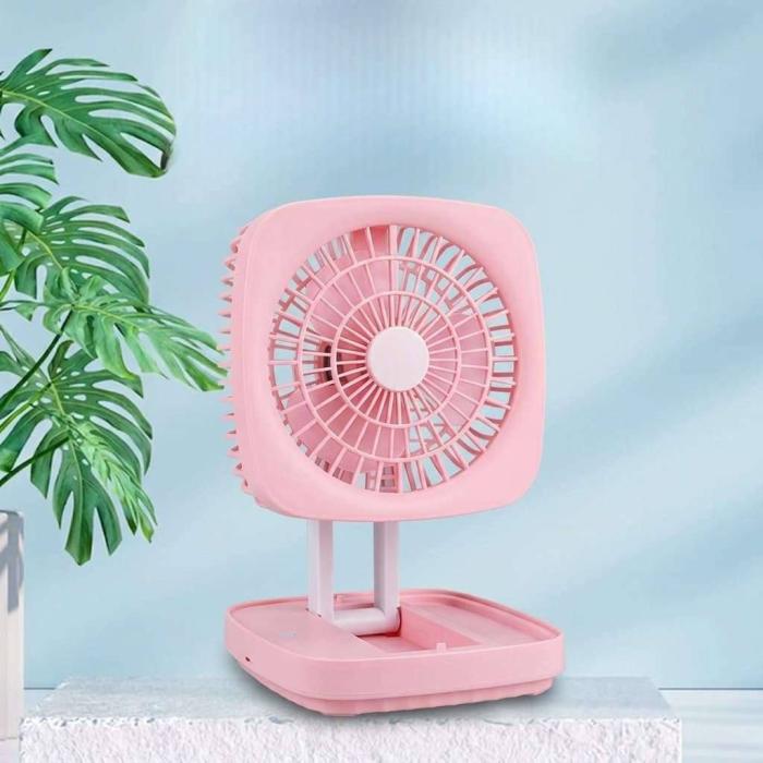 Rechargeable Folding Desk Fan With Led Light Jk - F666 Model